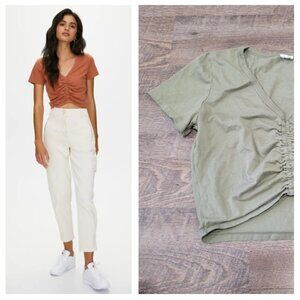 WILFRED FREE | Aritzia Levant T-Shirt Cotton Ruched Crop Top | Sz. S